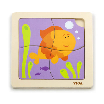 Viga wooden 4-piece fish puzzle for young children