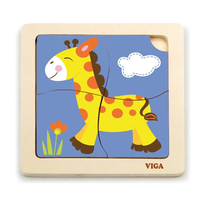 Viga wooden 4-piece giraffe puzzle for young children