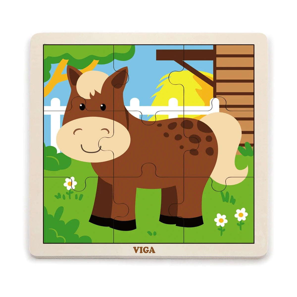 Viga wooden 9-piece horse puzzle for children