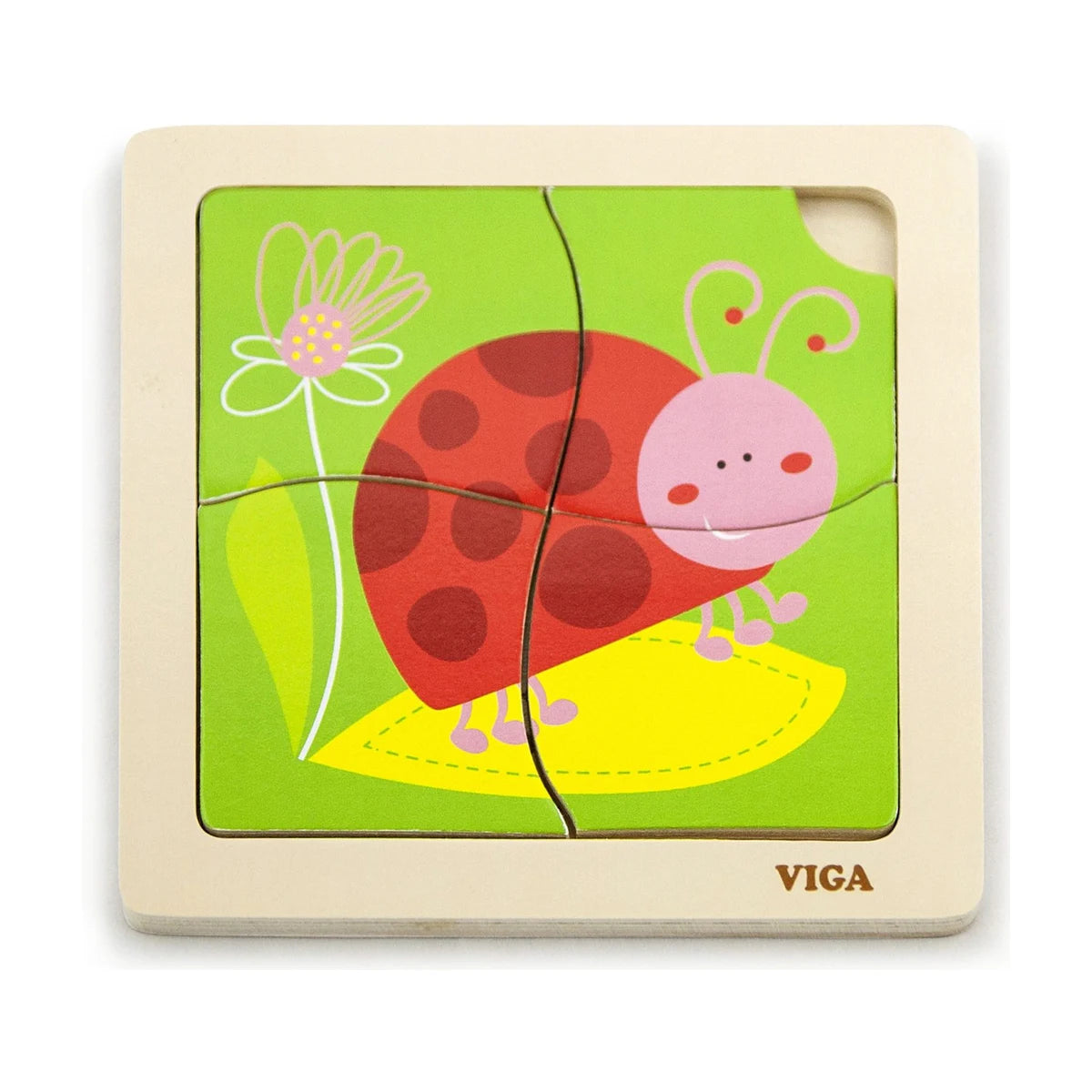 Viga wooden 4-piece ladybird puzzle for young children