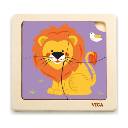 Viga wooden 4-piece lion puzzle for young children