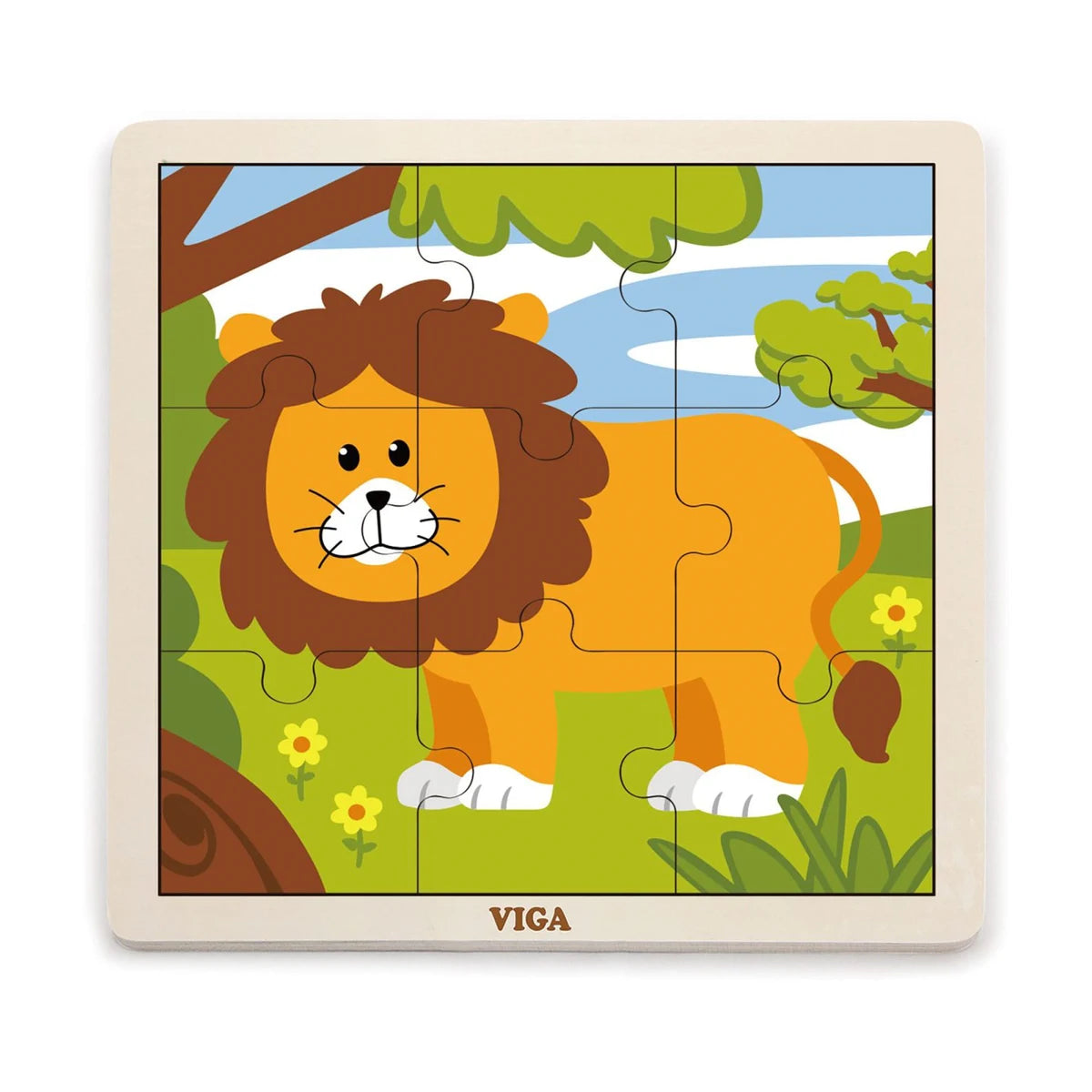 Viga wooden 9-piece lion puzzle for children
