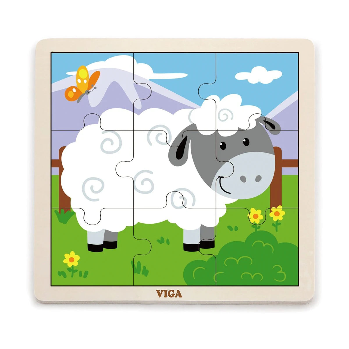 Viga wooden 9-piece sheep puzzle for children