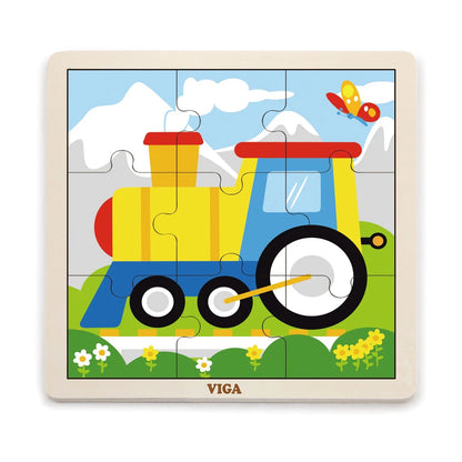 Viga wooden 9-piece train puzzle for children