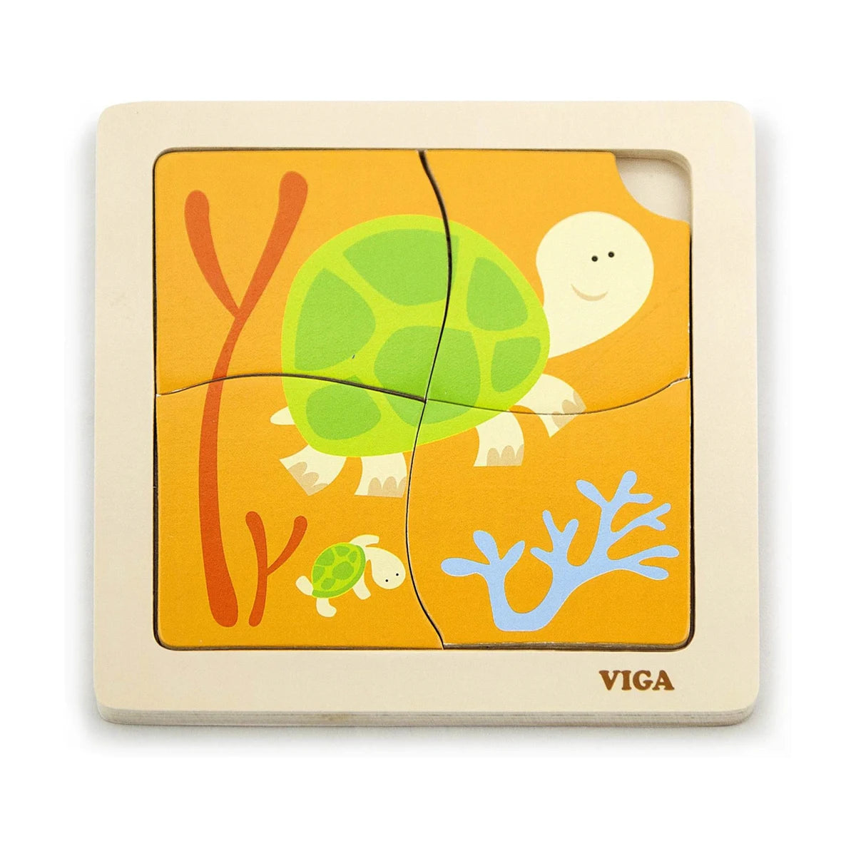 Viga wooden 4-piece turtle puzzle for young children