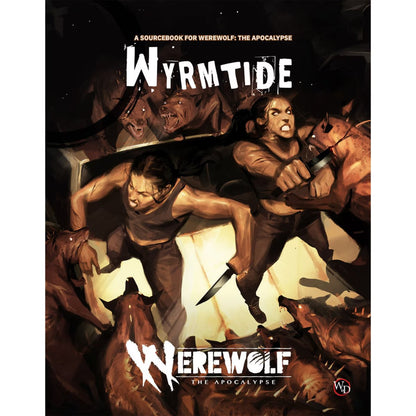 Wyrmtide sourcebook front cover for Werewolf The Apocalypse 5th Edition featuring Garou fighting monstrous enemies