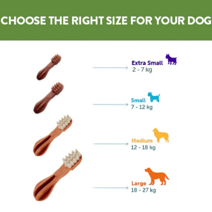 Whimzees dental chew size guide showing Small size for dogs 7 to 12 kg