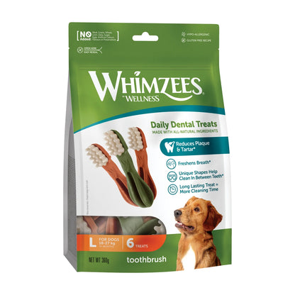 Whimzees Toothbrush Dental Chews Large 6pcs pack for dogs 18 to 27 kg
