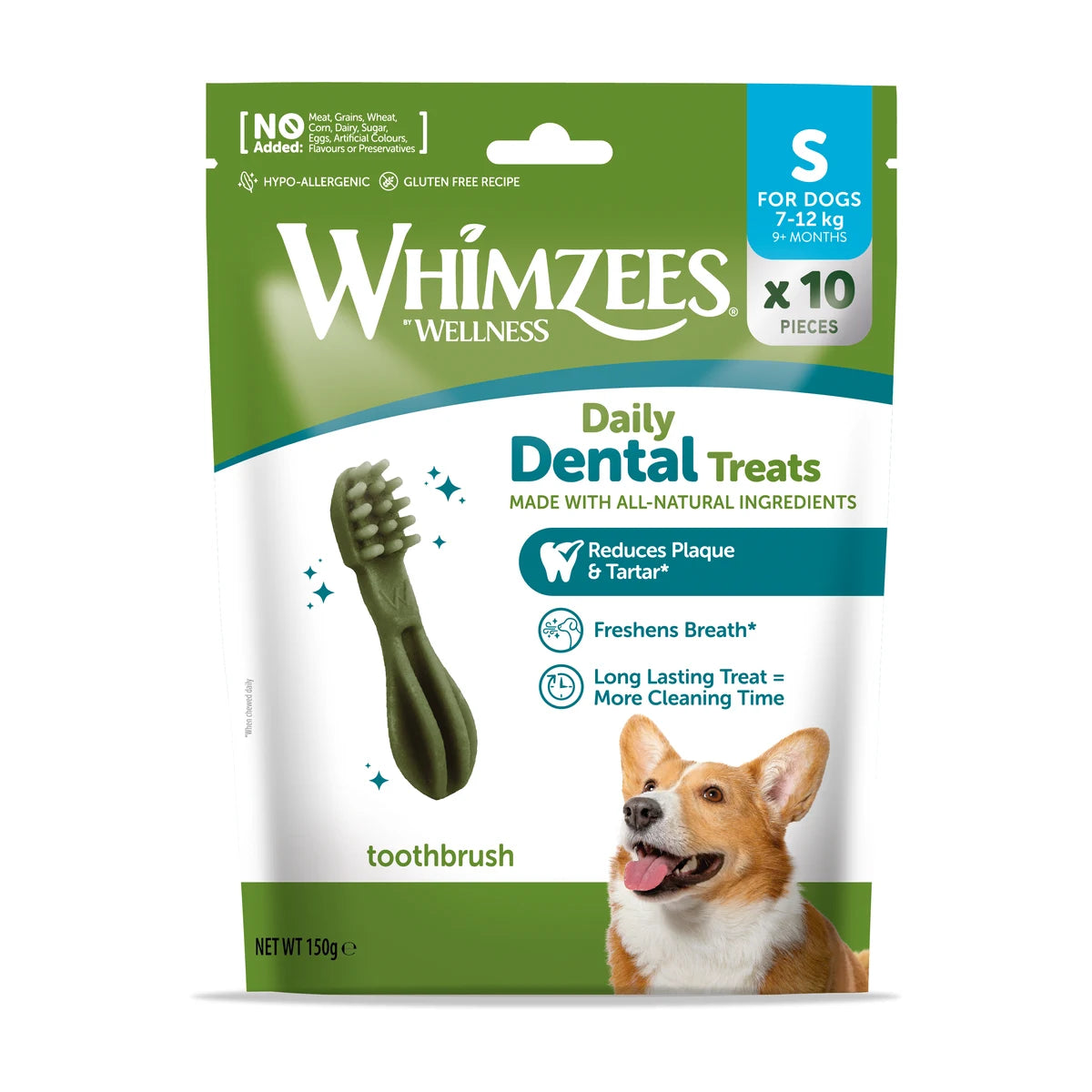 Whimzees Toothbrush Dental Chews for small dogs 10 piece pack
