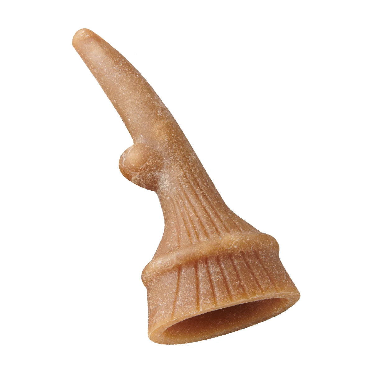 Single large Whimzees antler dental chew for dogs on plain background
