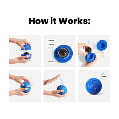 Step by step guide showing how to open turn on and use the smart interactive dog ball