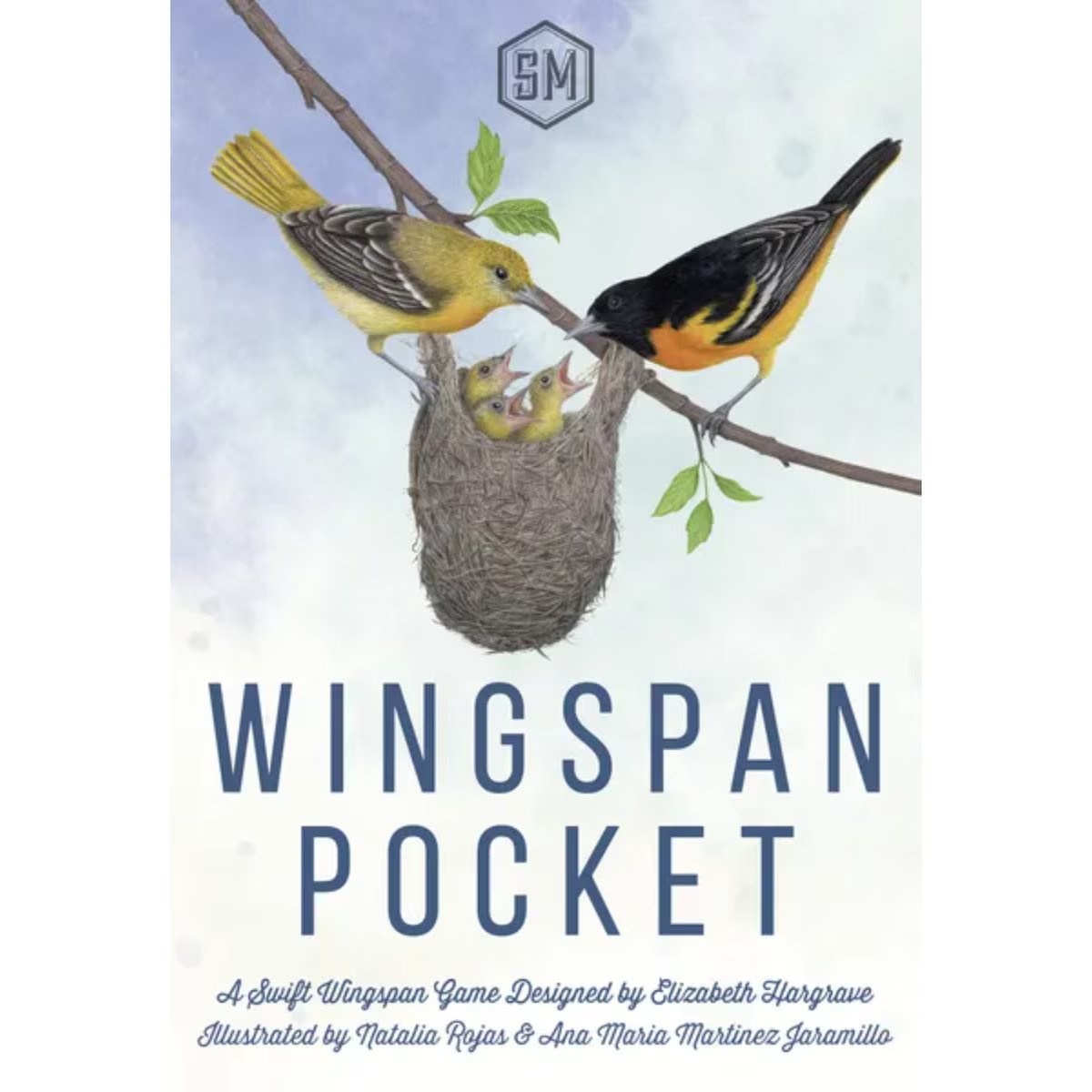 Wingspan Pocket front cover with adult birds feeding chicks in a nest