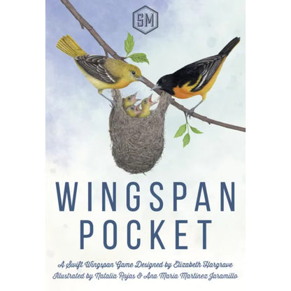 Wingspan Pocket front cover with adult birds feeding chicks in a nest