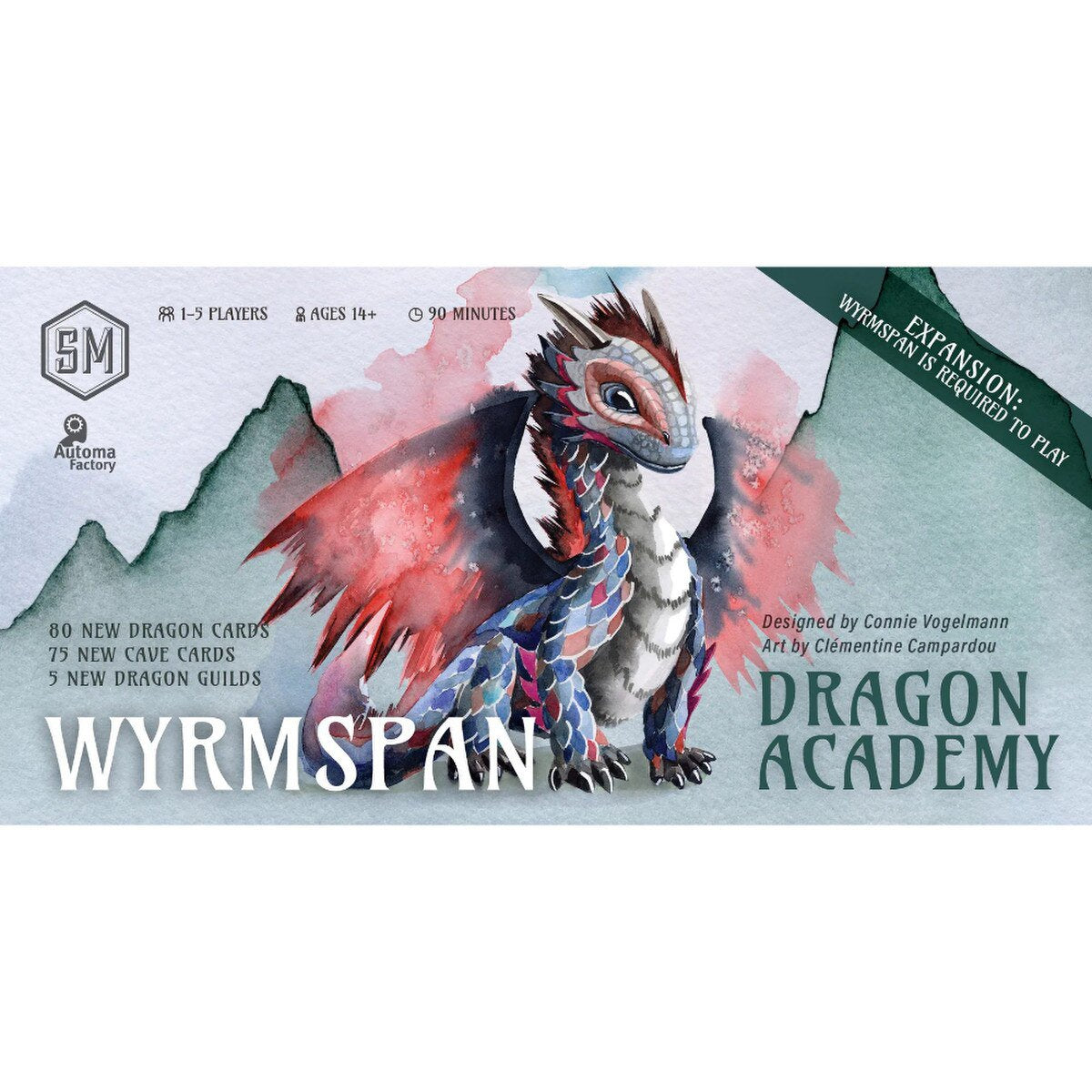 Wyrmspan Dragon Academy Expansion box front with dragon artwork