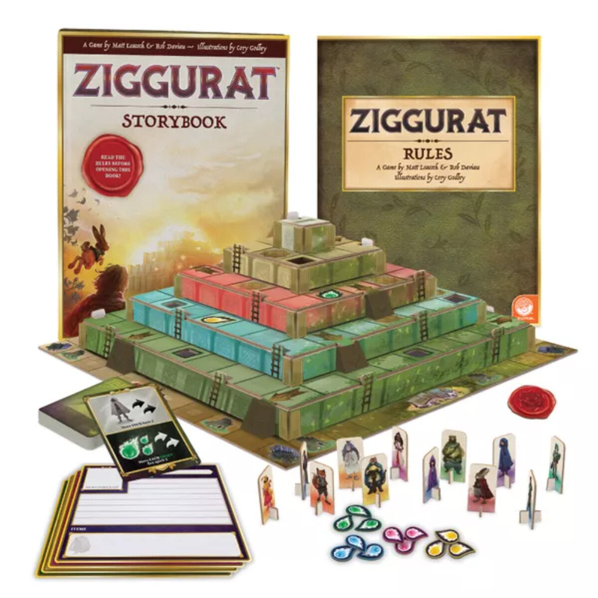Ziggurat board game 3D tower board with heroes cards and tokens